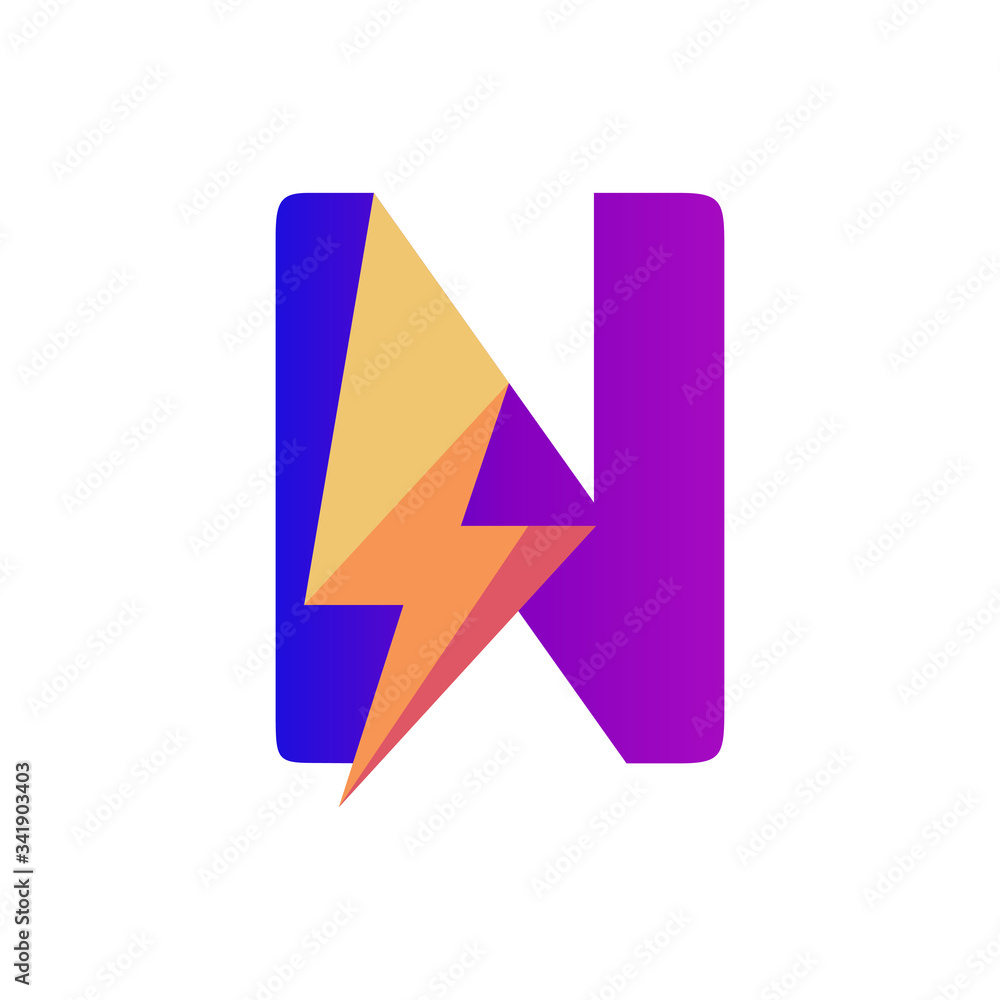 Letter N Lightning Vector Logo Design Template Letter N Lightning Vector Logo Design Template