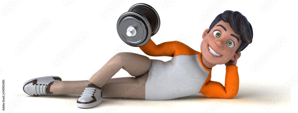 Fun 3D cartoon Asian teenager . Fun 3D cartoon Asian teenager .