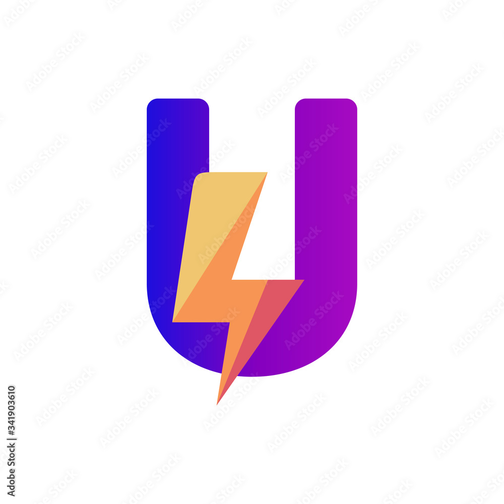 Letter U Lightning Vector Logo Design Template Letter U Lightning Vector Logo Design Template