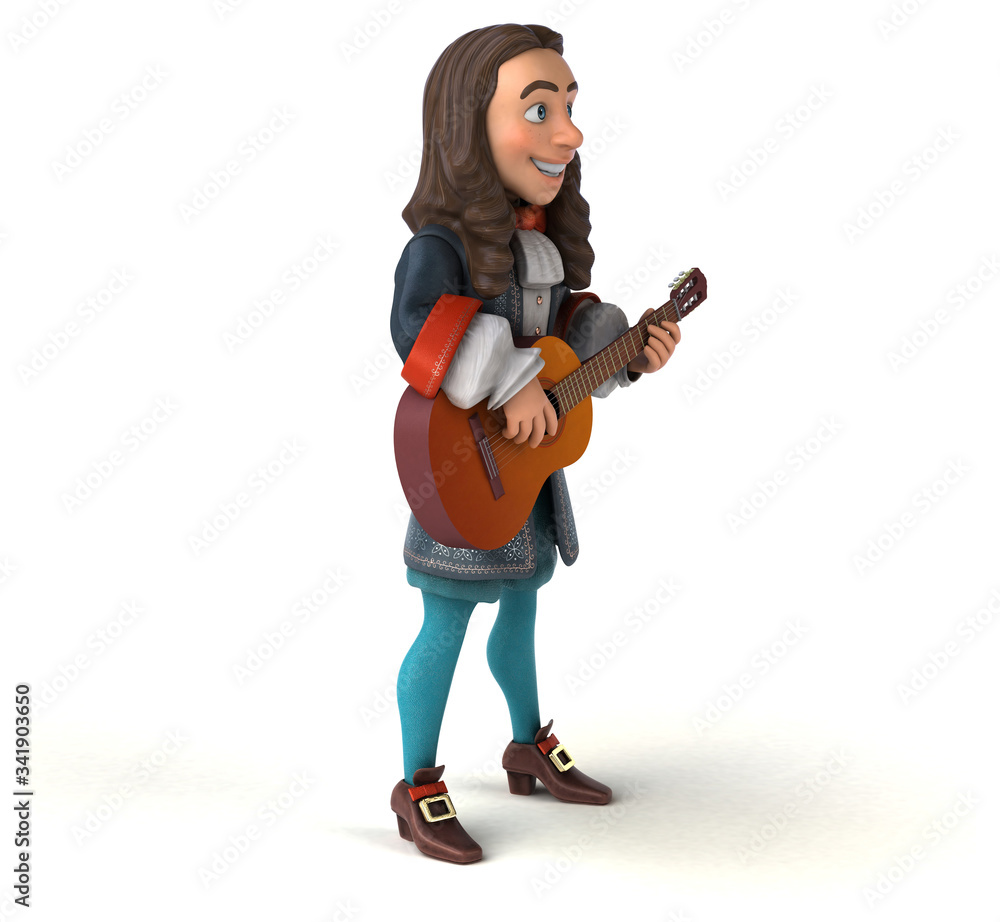 3D Illustration of a cartoon man in historical baroque costume 3D Illustration of a cartoon man in historical baroque costume