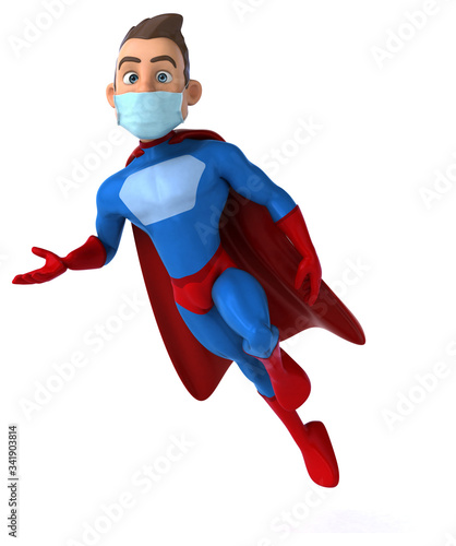 3D illustration of a cartoon character with a mask