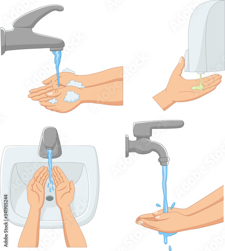 Washing hand hand and hand sanitizing illustration