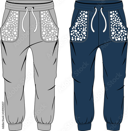 Girl fashion sport jogger pants butterfly template