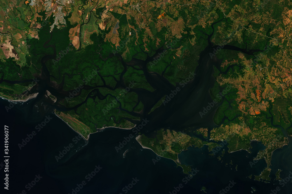 High resolution satellite image of Bahia de los Muertos in Panama - contains modified Copernicus Sentinel Data (2019)
