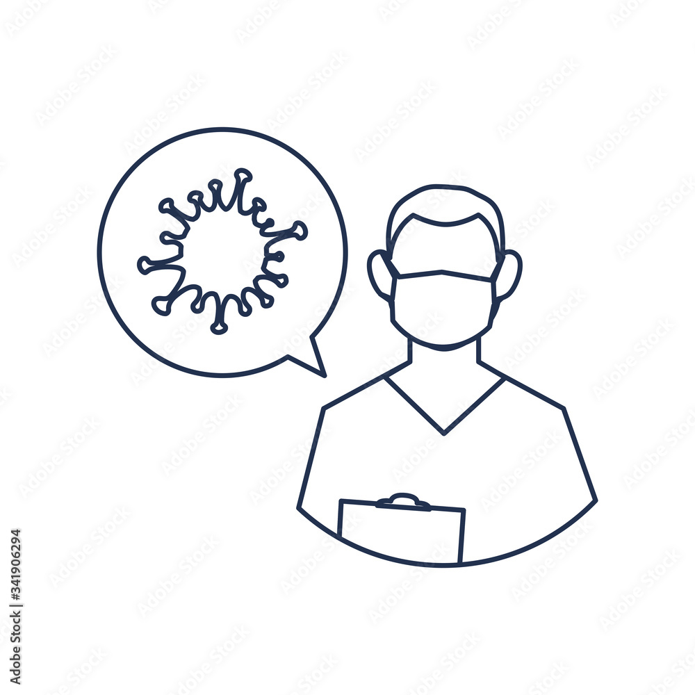 man doctor with speech bubble, medical staff , line style icon man doctor with speech bubble, medical staff , line style icon