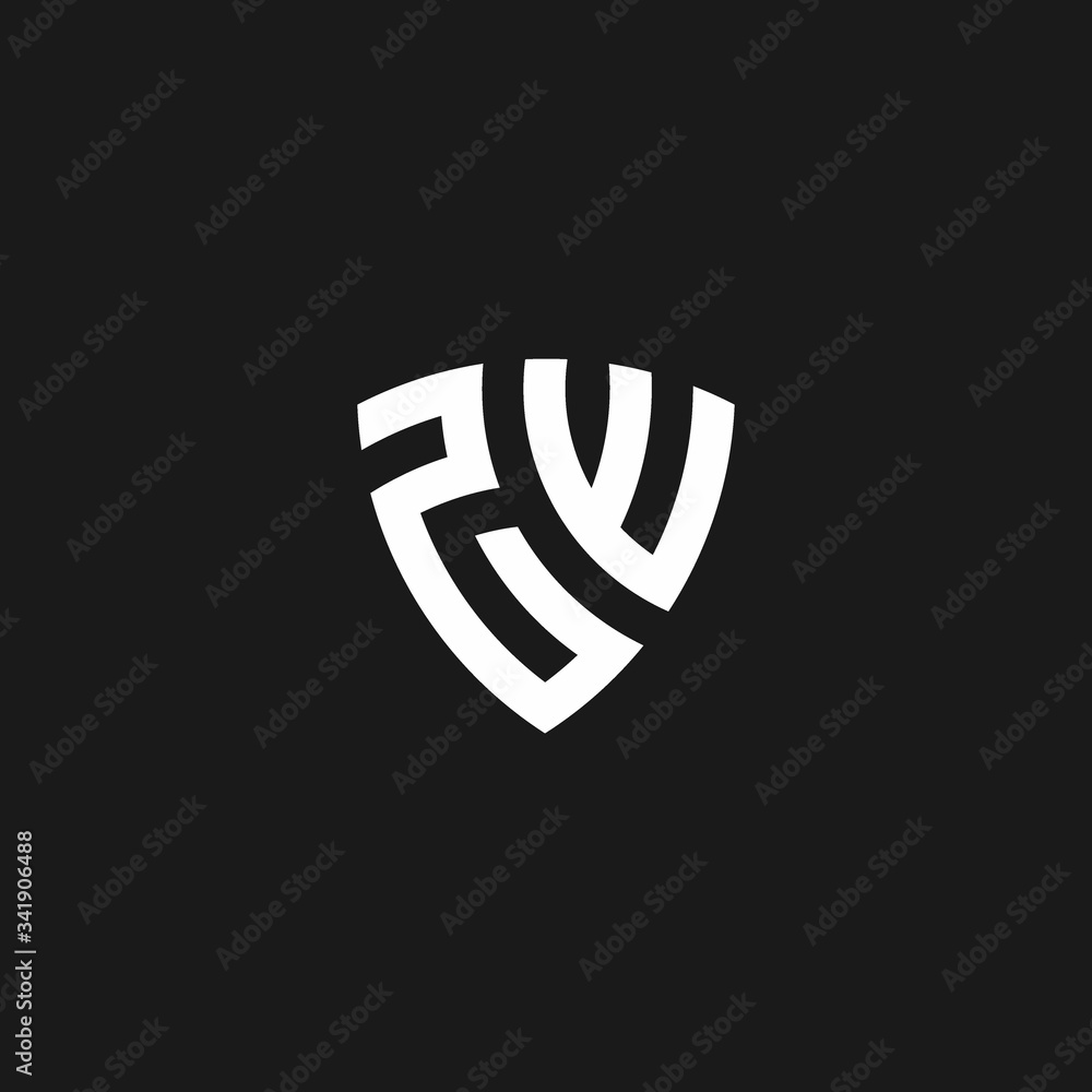 ZW monogram logo with shield shape ZW monogram logo with shield shape