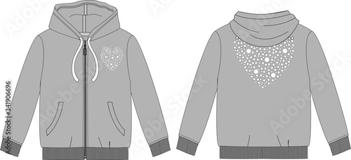 Jacket hoodie shirt long sleeve sport ziper design template drawing