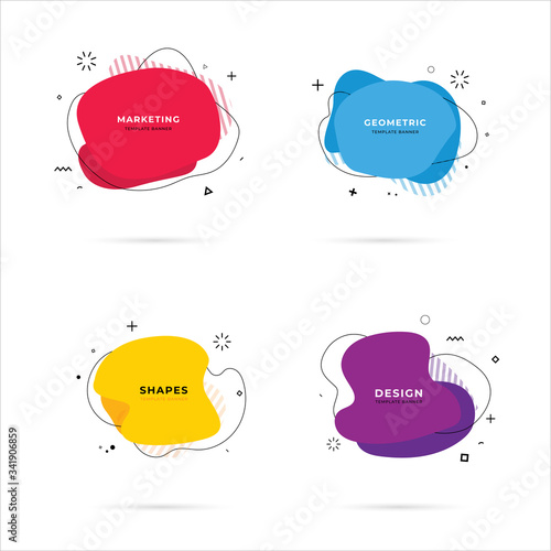 Set of abstract modern geometric graphic element banners. Dynamical colored forms and line with flowing liquid shapes. Template for the design of a logo, flyer or presentation - vector illustration