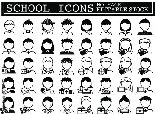 学校　人物　アイコン　顔なし