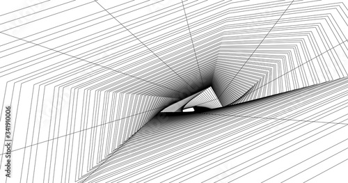 Abstract background with geometric linear shape. Vector illustration in sketch style