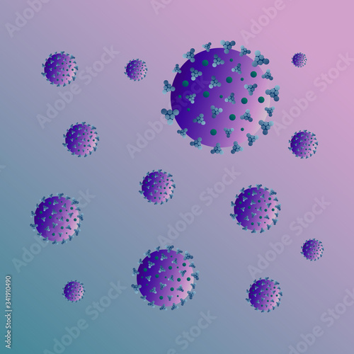 Covid-19 Pattern. Coronavirus purple pattern. Vector illustration.