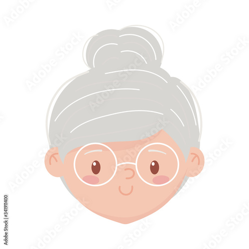 Isolated grandmother head with glasses vector design photo