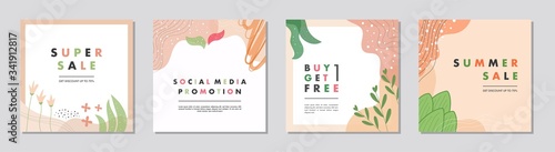 Sale square banner template for social media posts, mobile apps, banners design and web/internet ads. Trendy abstract square template with colorful concept.