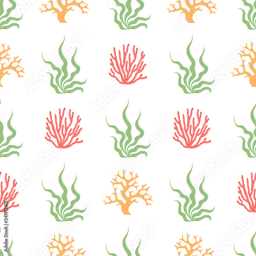 Seaweed. Colored Vector Patterns in Flat style