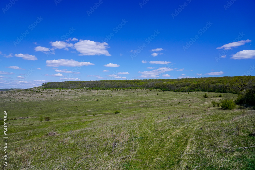 landscape with blue sky and clouds