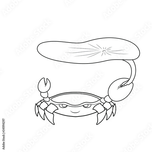 Vector illustration of crab drawing with line-art on white background