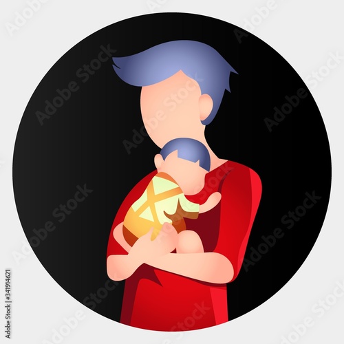 Illustration of family time, tell the story of one family (father, mother, children) spending time together, playing and learning.