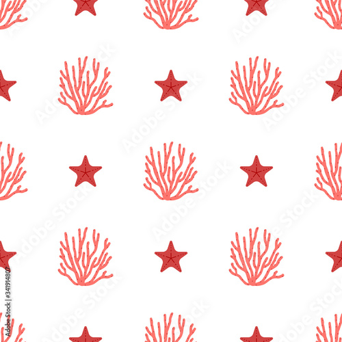 Coral. Colored Vector Patterns in Flat style