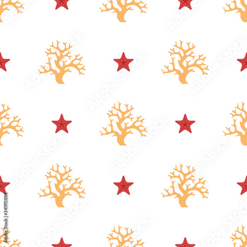 Coral. Colored Vector Patterns in Flat style