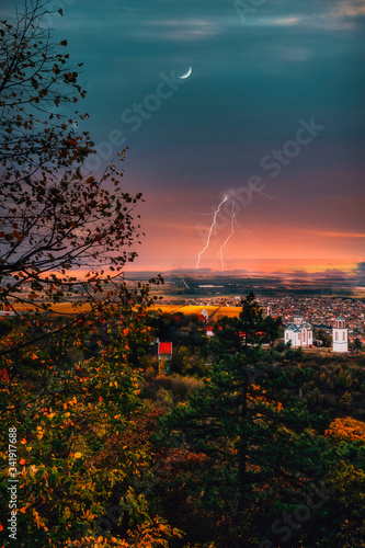 sunset over the city