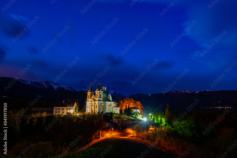 the church on the hill at blue hour