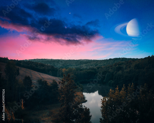 sunset over the lake