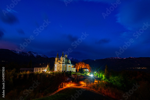 the church on the hill at blue hour