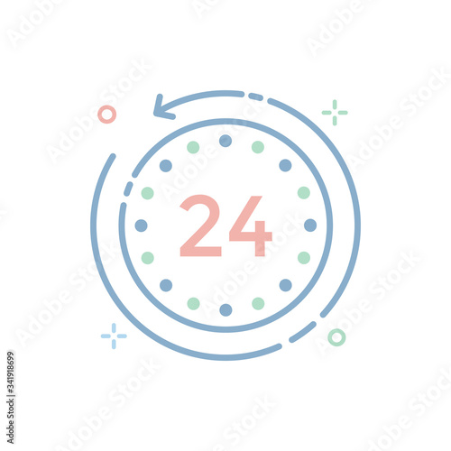 24 Hours Service Vector icon