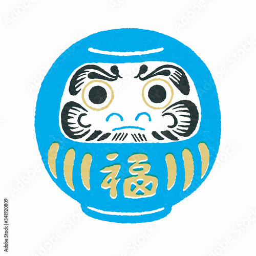 だるま　青　両目　イラスト　ベクター