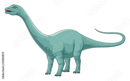 Brontosaurus the highest dino dinosaur. Cartoon character illustration