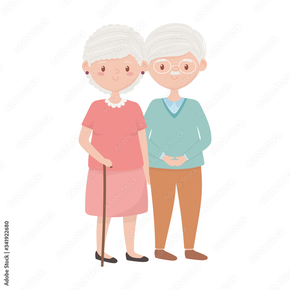 Isolated grandmother and grandfather avatar vector design
