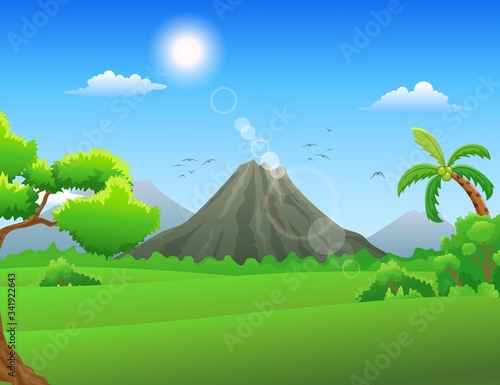 Beautiful view in the mountains illustration