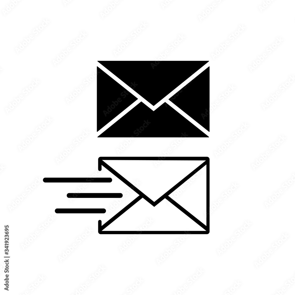Email, amail or letter icon in black on an isolated white background. EPS 10 vector Email, amail or letter icon in black on an isolated white background. EPS 10 vector