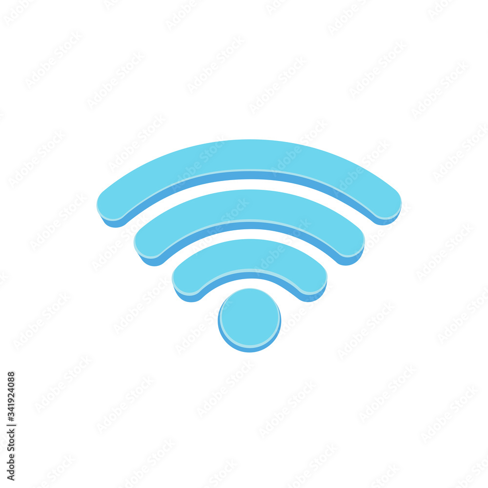 Wi fi wireless network symbol icon in blue in white black on isolated white background. EPS 10 vector.