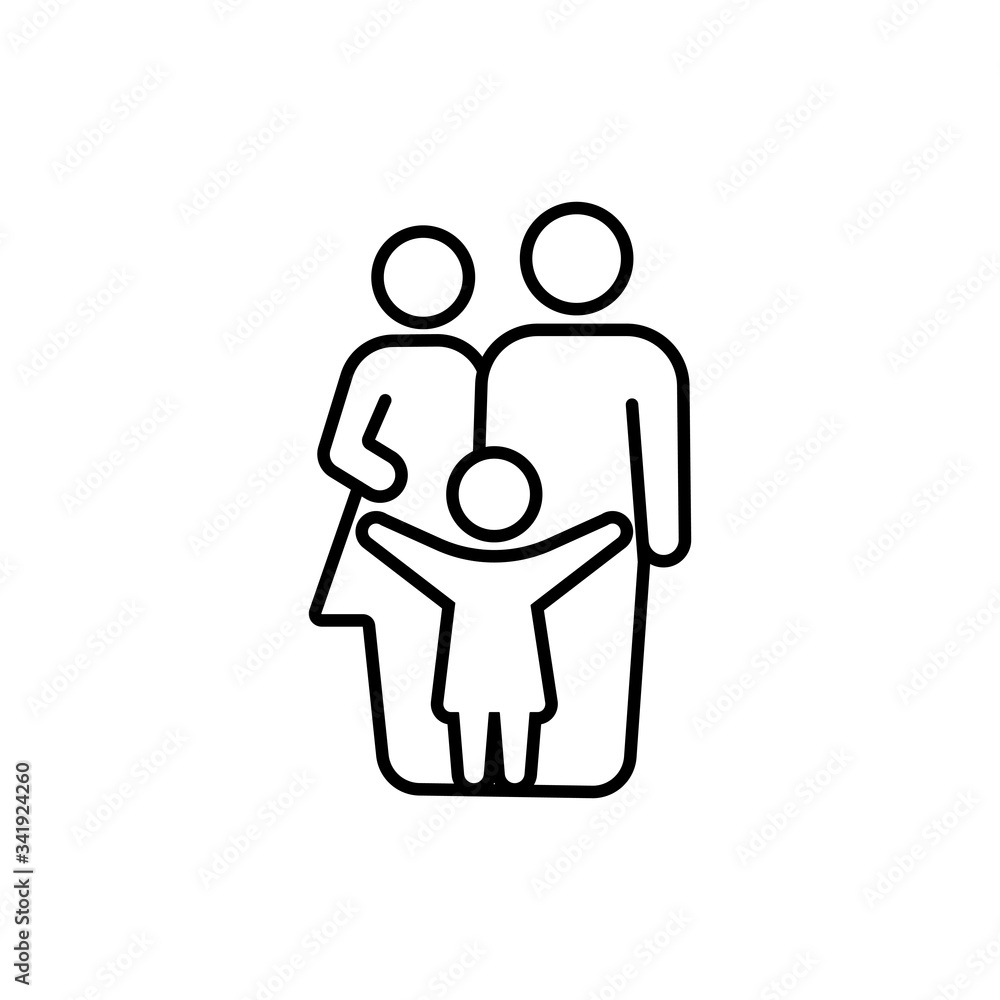 Family icon line in black simple design on an isolated background. EPS 10 vector Family icon line in black simple design on an isolated background. EPS 10 vector