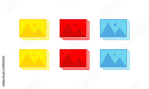 Picture, image cons set in modern colour design concept on isolated white background. EPS 10 vector.