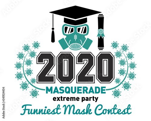 Class of 2020 during quarantine - lettering for greeting, invitation card. Text for graduation design, greetings, t-shirts, party, high school or college graduates. Illustration, vector