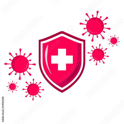 Vector icon of the immune system. immune system. Protection of health bacterial viruses. Prevention of human germs medically.