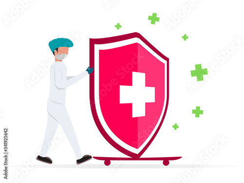 Vector icon of the immune system. immune system. Protection of health bacterial viruses. Prevention of human germs medically.