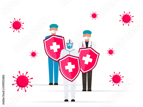 Vector icon of the immune system. immune system. Protection of health bacterial viruses. Prevention of human germs medically.