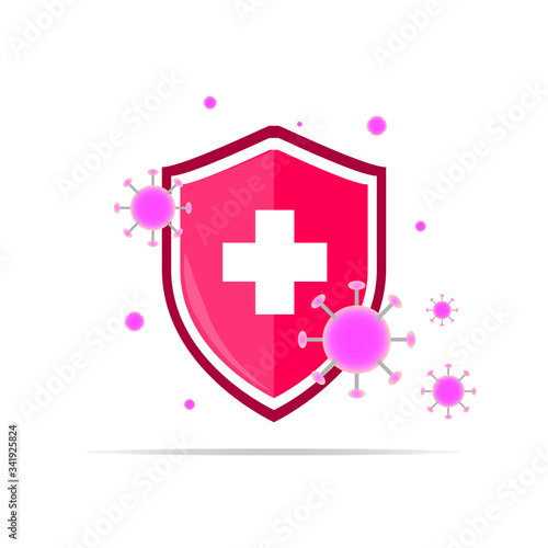 Vector icon of the immune system. immune system. Protection of health bacterial viruses. Prevention of human germs medically.