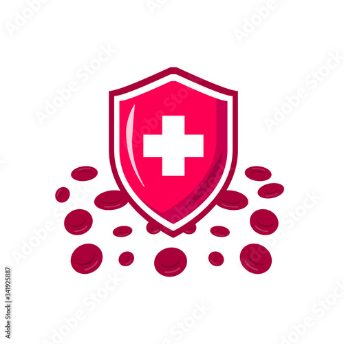 Vector icon of the immune system. immune system. Protection of health bacterial viruses. Prevention of human germs medically.