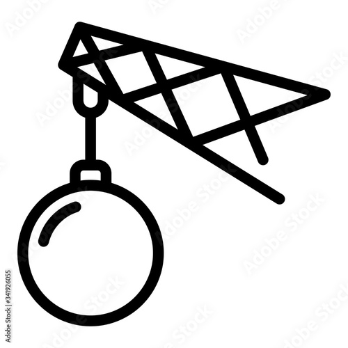 Steel wrecking ball icon. Outline steel wrecking ball vector icon for web design isolated on white background