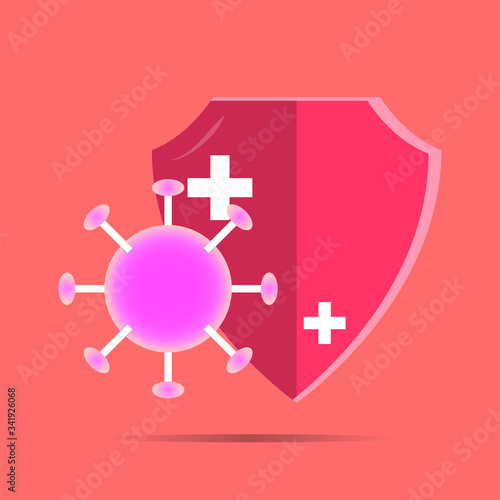 Vector icon of the immune system. immune system. Protection of health bacterial viruses. Prevention of human germs medically.