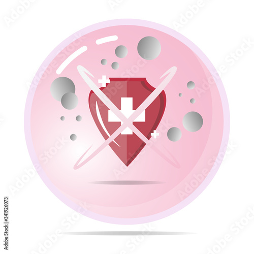 Vector icon of the immune system. immune system. Protection of health bacterial viruses. Prevention of human germs medically.