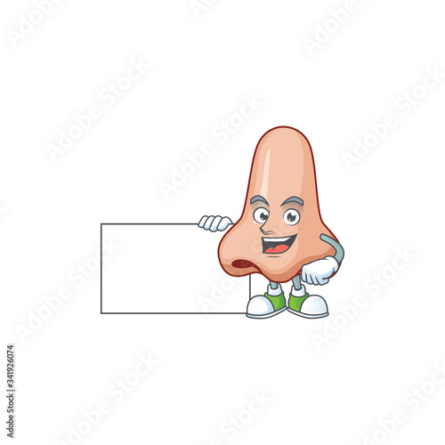 Nose cartoon character concept Thumbs up having a white board
