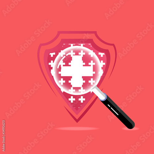 Vector icon of the immune system. immune system. Protection of health bacterial viruses. Prevention of human germs medically.