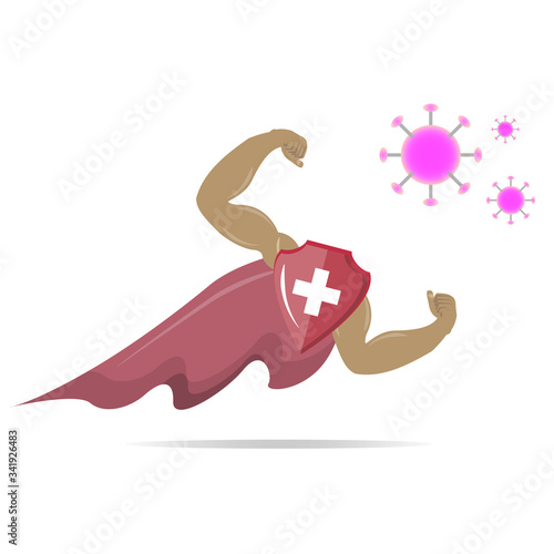 Vector icon of the immune system. immune system. Protection of health bacterial viruses. Prevention of human germs medically.