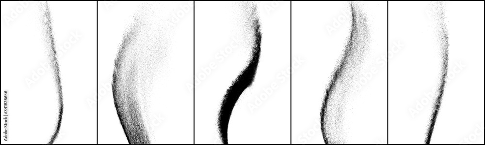 Fototapeta premium Set of distressed black texture. Dark grainy wave texture on white background. Dust overlay textured. Grain noise particles. Rusted effect. Halftone vector illustration, Eps 10.