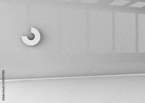 Abstract logo mockup on office wall. 3d rendering.